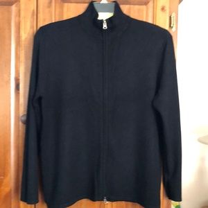 Lou Lou Black Full Zip Cardigan Sweater, Sz Large